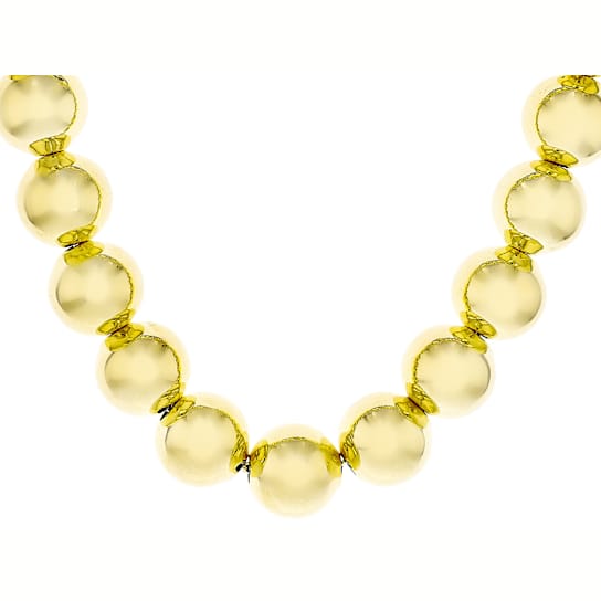 Large Gold Bead Necklace In 18K Gold Over Bronze