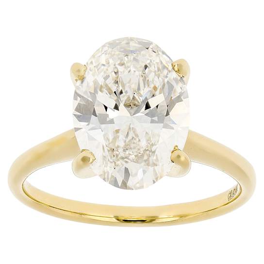 Lab-Grown Diamond Oval Solitaire Ring In 14K Gold 4.00ct