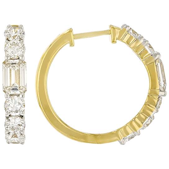 Lab-Grown Diamond Round And Emerald-Cut Ring 2.75ctw In 14K Gold Over
Sterling Silver