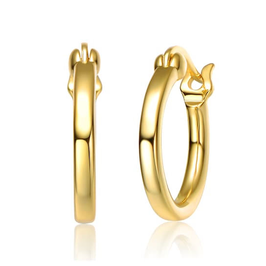 Polished Hoop Earrings In 14K Gold Over Sterling Silver