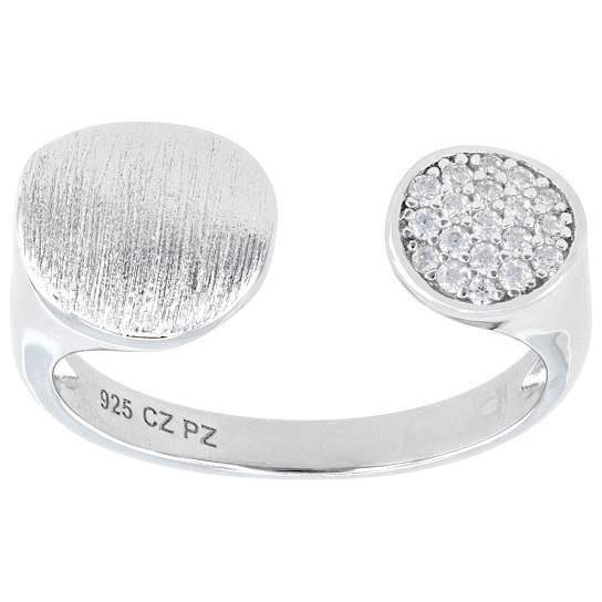 Contemporary CZ Bypass Ring In Sterling Silver