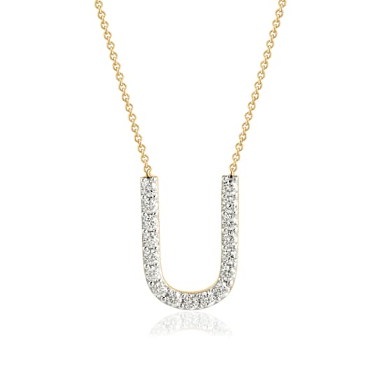Lab-Grown Diamond Initial U Necklace In 14K Gold Over Sterling Silver 0.50ctw