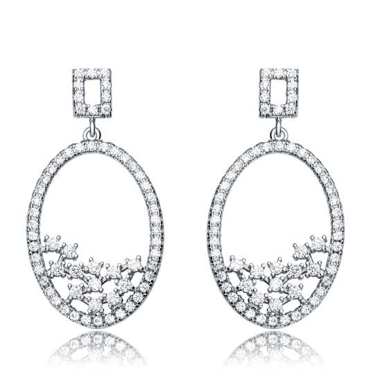 Sculptural CZ Globe Drop Earrings In Sterling Silver