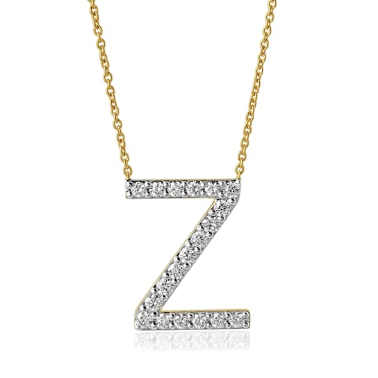 Lab-Grown Diamond Initial Z Necklace In 14K Gold Over Sterling Silver 0.50ctw
