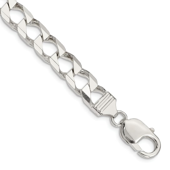 Sterling Silver 6.75mm Flat Open Curb Chain Bracelet