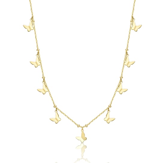 Butterfly Charm Necklace In 14K Gold Over Brass