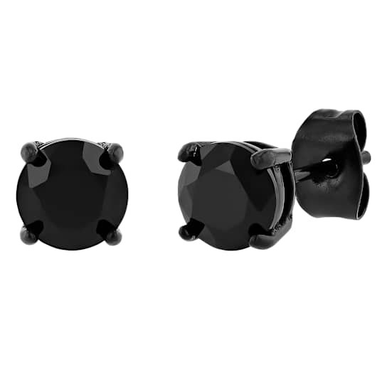 Robert Alton Men's Black Spinel Stud Earrings In Black Ion-Plated
Stainless Steel 6mm