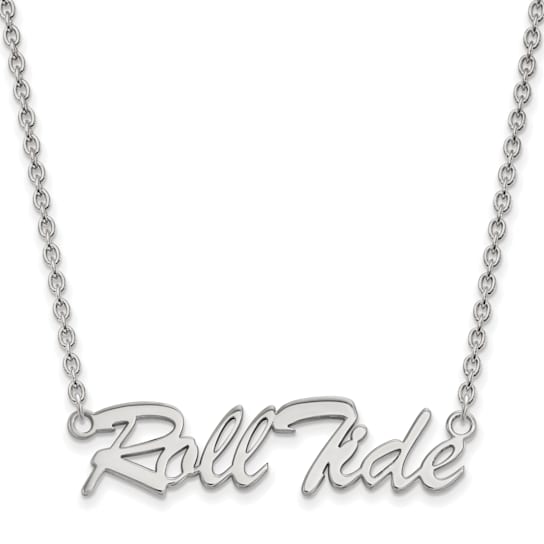 Rhodium Over Sterling Silver LogoArt University of Alabama Roll Tide
Script Pendant Necklace