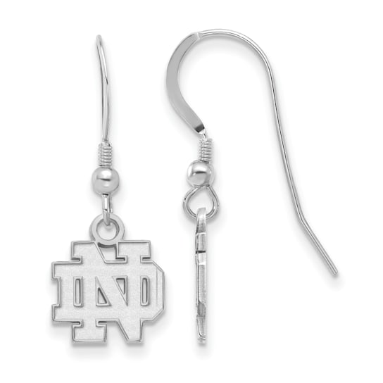 Rhodium Over Sterling Silver  LogoArt University of Notre Dame Extra
Small Dangle Earrings