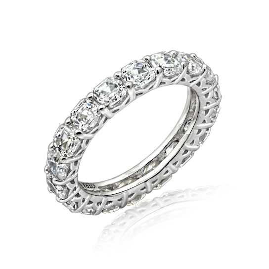 White Cubic Zirconia Platinum Over Sterling Silver Asscher Cut Ring 4.75ctw