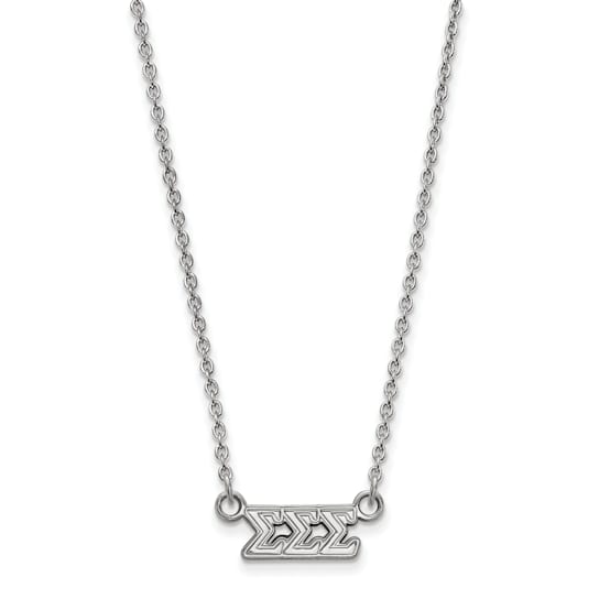Rhodium Over Sterling Silver LogoArt Sigma Sigma Sigma Extra Small
Pendant Necklace