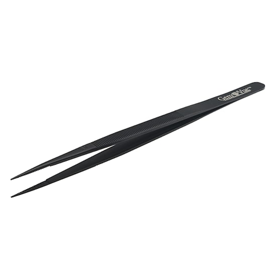 6 1/4 inch Fine Tip Stainless Steel Gemstone Tweezers With Black Finish