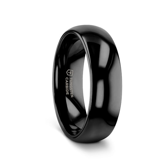 RAVEN Domed Black Tungsten Wedding Band 6mm