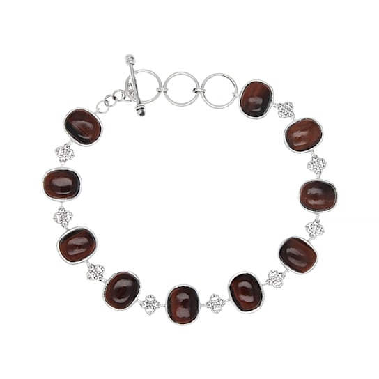 Mahogany Tigers Eye Sterling Silver Toggle Bracelet