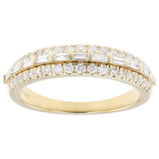 Baguette and Round Lab-Grown Diamond Band Ring in 14K Gold Over Sterling Silver