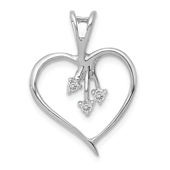 Rhodium Over 14k White Gold Diamond Heart Pendant
