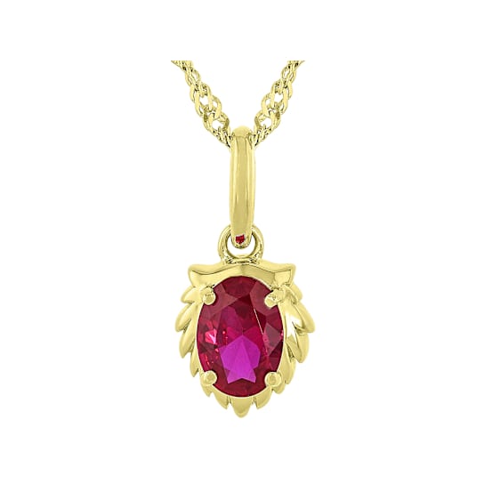 Lab Created Ruby Leo Birthstone Pendant