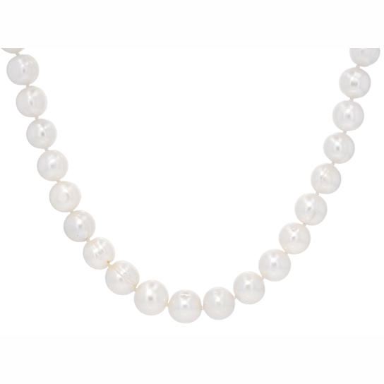 Freshwater Pearl Beaded Necklace In Sterling Silver 24 Inch