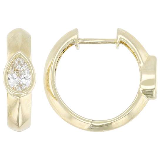 Bezel-Set Pear Lab-Grown Diamond Hoop Earrings In 10K Gold