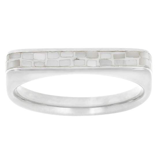 Mother-Of-Pearl Band Ring In Sterling Silver