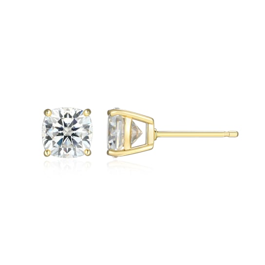 Square Cushion Cut Moissanite 14k Yellow Gold Over Silver Stud Earrings
2.60ctw DEW