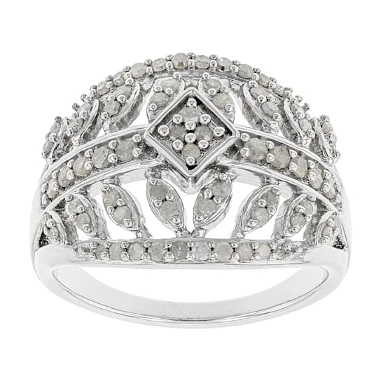 White Diamond Rhodium Over Sterling Silver Ring 0.55ctw