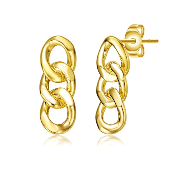 Chain Link Drop Earrings In 14K Gold Over Brass