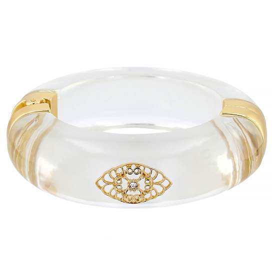 Lucite And Crystal Gold-Tone Statement Bangle