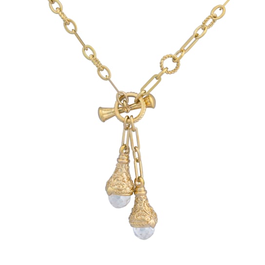 White Cubic Zirconia 18K Yellow Gold Over Bronze Necklace 5.30ctw