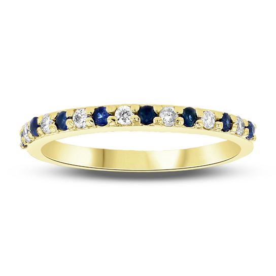 Sapphire and Diamond 14k Yellow Gold Anniversary Band Ring 0.35ctw