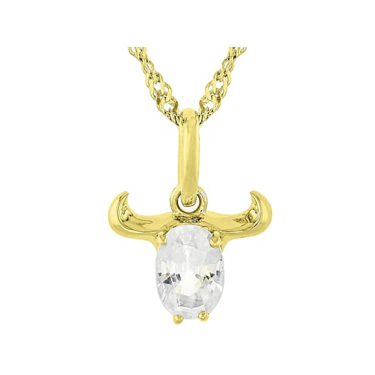 White Zircon Taurus Birthstone Pendant
