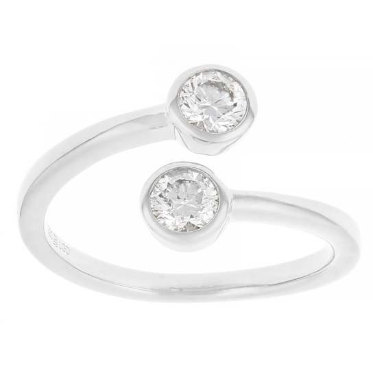 Lab-Grown Diamond Two-Stone Bypass Ring In Sterling Silver 0.50ctw