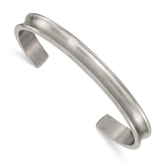 Titanium Brushed with Polished Edge 6.5mm Cuff Bangle