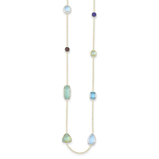 14K Yellow Gold Multi-color Gemstone 34 Inch Necklace