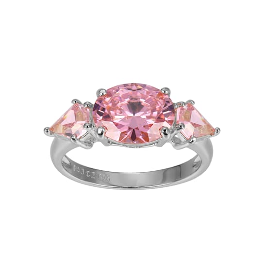 Pink Cubic Zirconia Platinum Over Sterling Silver October Birthstone
Ring 5.62ctw