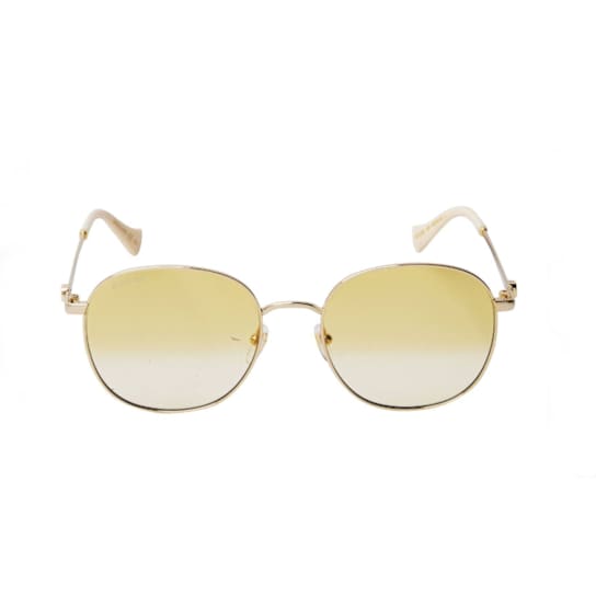 Gucci Gold Tone and Cream Frame / Yellow Lens Sunglasses