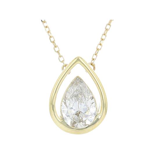 Pear Shape Lab-Grown Diamond Solitaire Pendant In 10K Gold 1.00ctw