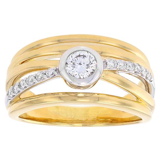 Lab-Grown Diamond Crossover Ring In Two-Tone 14K Gold Over Sterling Silver