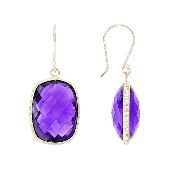 Purple Amethyst 14k Yellow Gold Dangle Earrings 18.00ctw