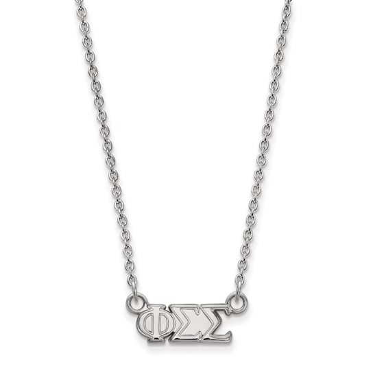 Rhodium Over Sterling Silver LogoArt Phi Sigma Sigma Extra Small Pendant Necklace