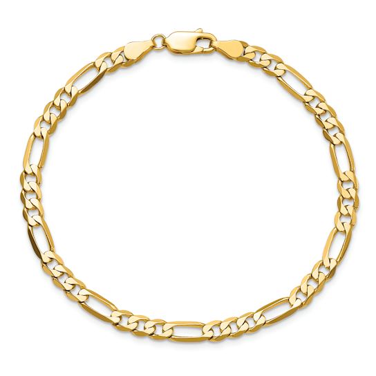 14K Yellow Gold 4.75mm Flat Figaro Chain Bracelet