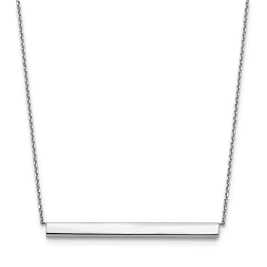 Polished Cable Link Bar Necklace In 14K White Gold