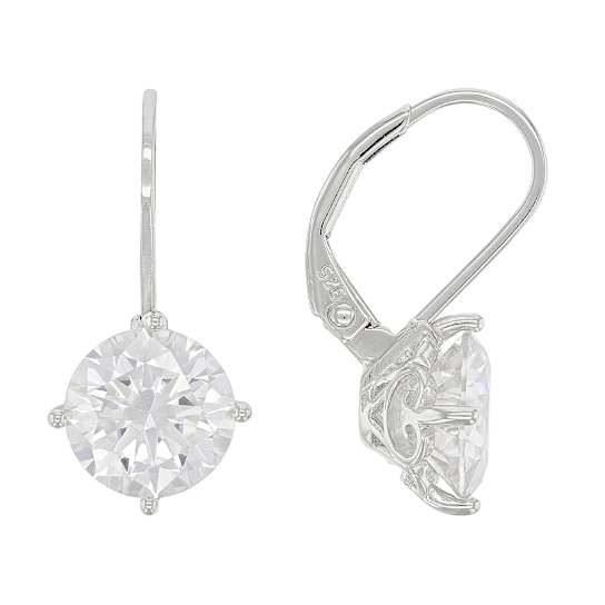 Large Round Moissanite Solitaire Drop Earrings In Platinum-Enhanced
Sterling Silver
