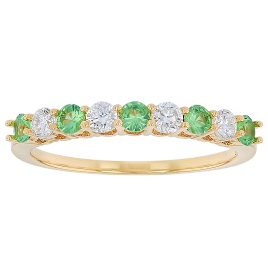Tsavorite And Lab-Grown Diamond Band Ring In 18K Gold Over Sterling
Silver 0.53ctw