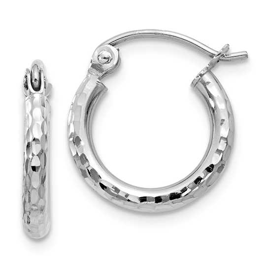 Diamond-Cut Tube Hoop Earrings In 10K White Gold