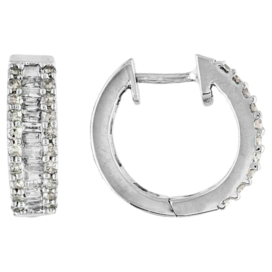 White Diamond Rhodium Over Sterling Silver Earrings 0.50ctw