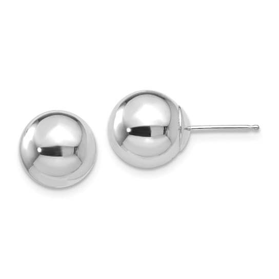 Rhodium Over 14k White Gold Polished 9mm Ball Stud Earrings