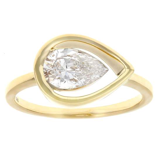 Lab-Grown Floating Pear Diamond Solitaire Ring In 10K Gold 1.00ctw