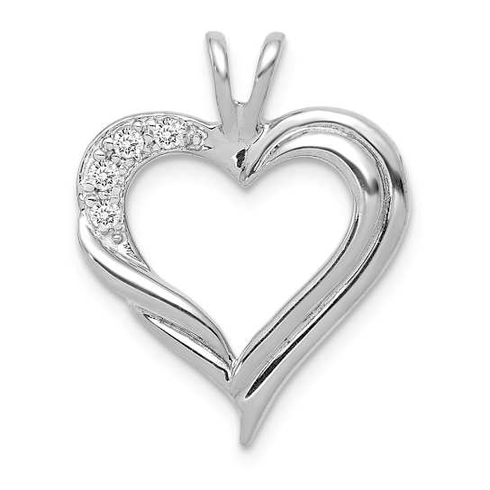 Rhodium Over 14k White Gold Diamond Fancy Heart Pendant