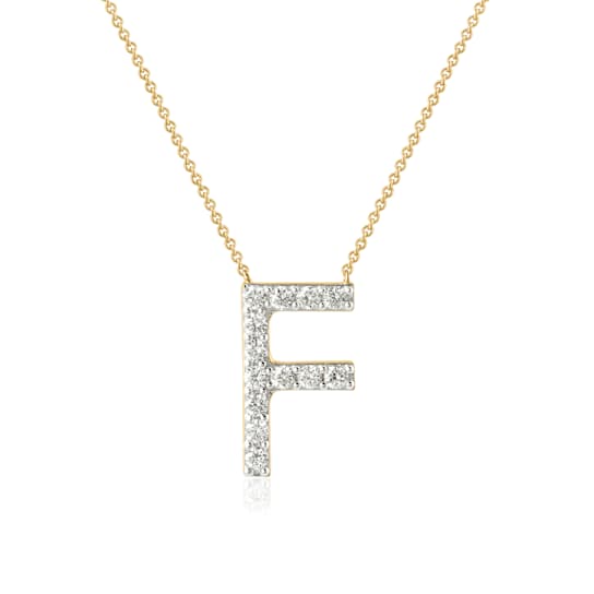 Lab-Grown Diamond Initial F Necklace In 14K Gold Over Sterling Silver 0.50ctw